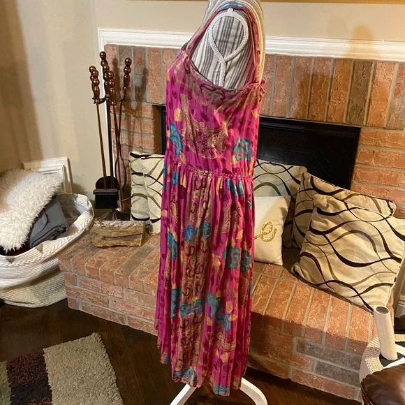 Anne Crimmins | Umi Collection - 100% Silk Vintage 70s 80s Dress | Size: 12 - Picture 3 of 9